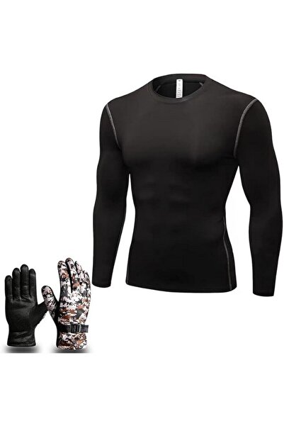 SXCDD Set bluza si manusi pentru barbati, alergare, fotbal, M,