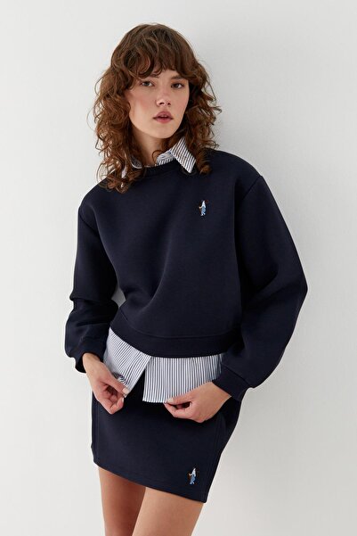 MARKALİSTE Shirt Detailed Sweatshirt Navy Blue