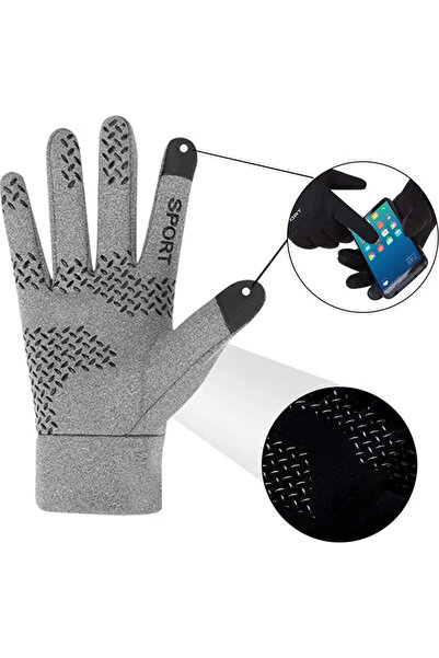 zola Warm winter gloves, M, touchscreen function, unisex, 22.5 cm, gray