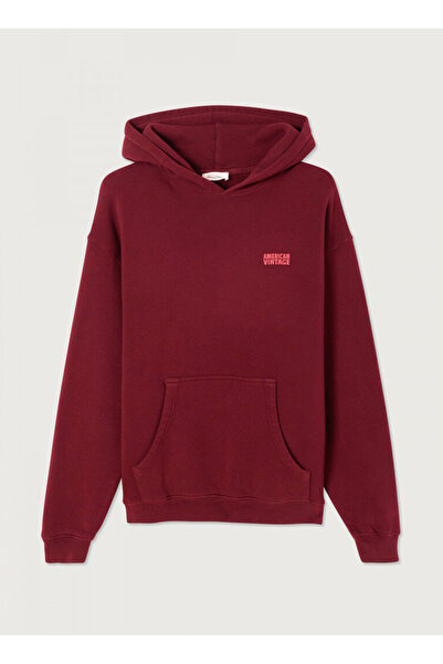 American Vintage Bordo Kadın Standart Yazılı Baskılı Sweatshirt IZU03DH25CERVI