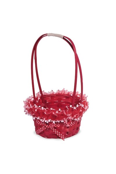 NO BRAND Easter Basket, Wicker, 17.5x31.8cm, Red