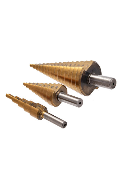 Lawazim Step Drill Bit Set 3 Piece - Cone Drill Bits 4-32mm Multi Size for Metal Wood Plastic