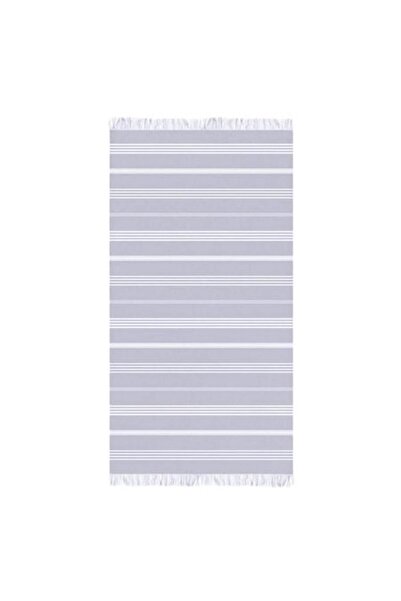 ANTBRO Hamam Beach Towel Antbro®, Fringes, Gray with White Stripes, 86x170cm