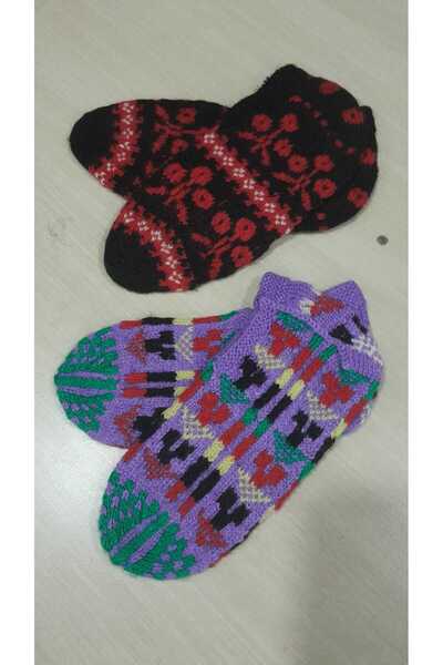 Papatyam 2 Pieces Hand-Knitted Five-Skewer Booties / Handmade Booties / Dowry Booties / Knitted / Home Booties / Handmade Socks