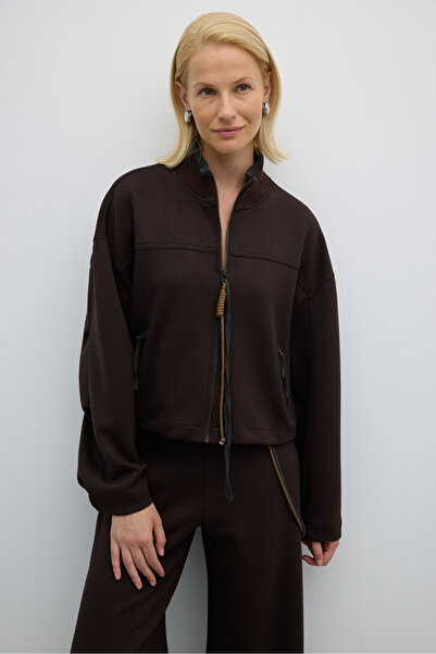 Roman Tiktak ve Kordon Detaylı Mont Kahve K2627502_005