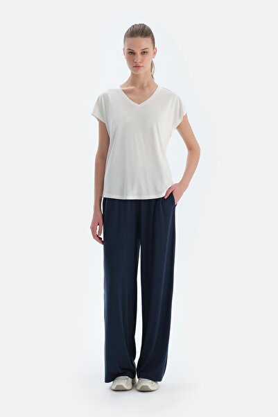 Eros Navy Blue Basic Modal Pants with Pockets
