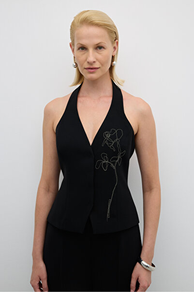 Roman Zincir İşlemeli Yelek Siyah K2617004_001