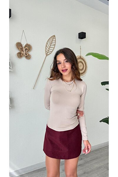 modadagiyim Women's Crew Neck Lycra Long Sleeve Comfortable and Flexible Basic Premium Bodysuit