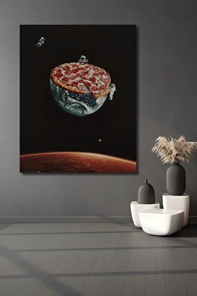 Teona Ahşap Tablou decorativ din lemn dreptunghiular Lumea pizzelor în spațiu