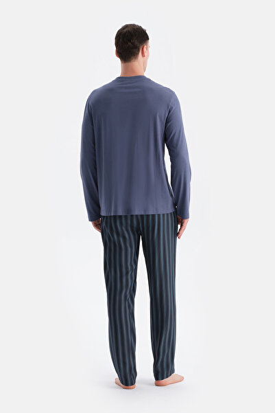 Eros Indigo Patch Pocket Detailed T-Shirt Pants Set