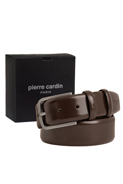 Pierre Cardin Ανδρική ζώνη από λουστρίνι καφέ (πλάτος 3,5 cm) PC100AKV1