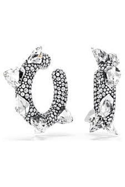 Swarovski 5723287 Sublima Hoop Earrings, Spike, White, Rhodium Plated