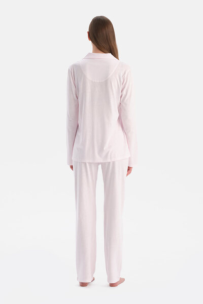 Eros Light Pink Striped Shirt Pants Set