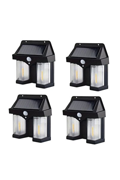 Welora Set 4 x Lampi solare duble pentru perete, 2W, 1200LM, protectie intemperii IP65, pentru casa sau gra