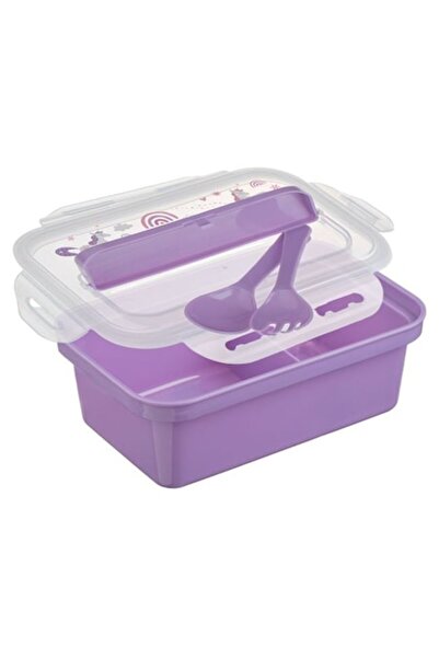 OEM Cutie alimentară din plastic cu tacâmuri, design unicorni, roz