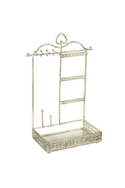 OEM Organizator de bijuterii, pentru coliere, brățări sau accesorii, vintage, alb/auriu, 30x16x10 cm