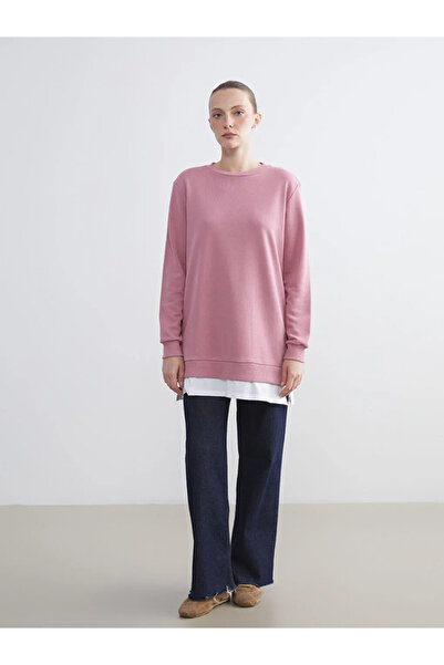 LC Waikiki Lcw eco pink crew neck women's sweatshirt tunic