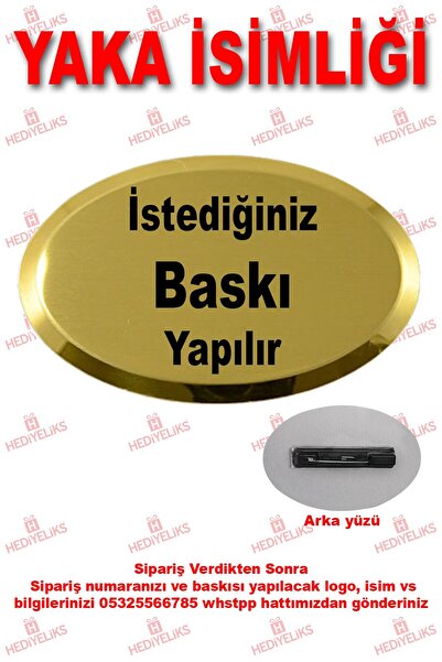 HEDİYELİKS Yaka İsimliği Oval Altın Renk