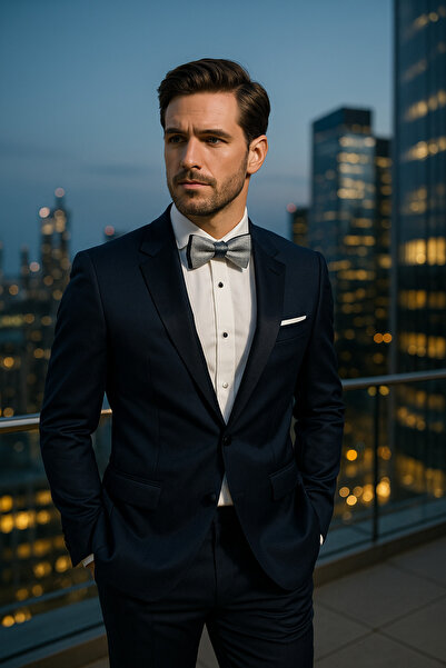 SİSTEM PELUŞ Two-Layer Textured Men's Bow Tie – Premium for Special Occasions & Stylish Evening Outfits