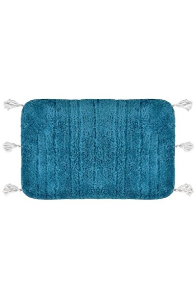 ANTBRO Covoraș de baie dreptunghiular ®, culoare petrol cu ​​franjuri gri, 60x40cm