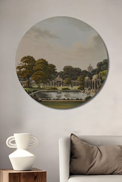 Teona Ahşap Masă rotundă decorativă din lemn pentru iaz și fântână în grădină