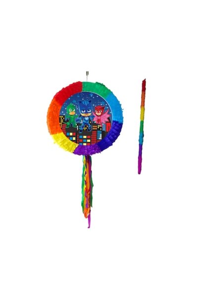 OEM Pinata PJ Masks, rotundă, diametru 42 cm + băț, Gecko, Catboy, Owlette