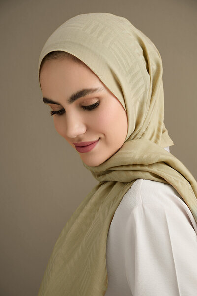 Imannoor İman Kare Antik Bej Naia Pamuk Şal 70x210