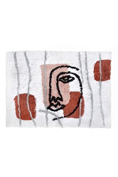 ANTBRO ® Rectangular Ecru Bath Mat with Feminine Abstract Pattern, 80x50cm