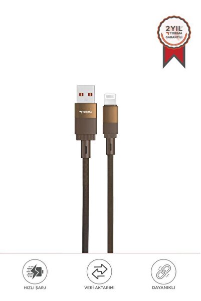 Torima Şarj Kablosu Usb to Lightning Data Kablo U18 Kahverengi
