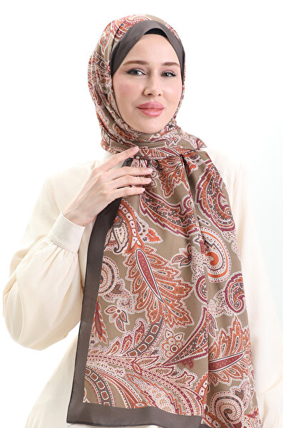 sefamerve Μαλακό σάλι με έθνικ σχέδιο 70296-01 Χακί καφέ