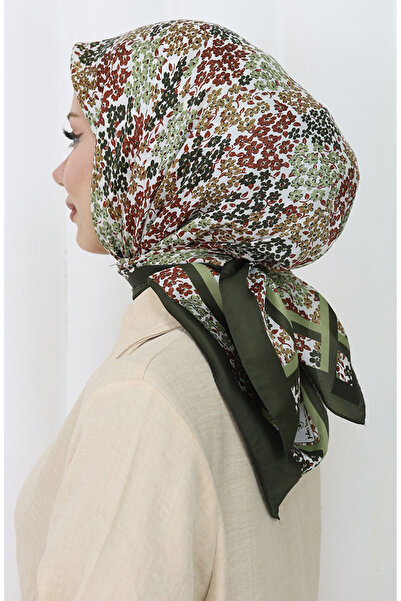 sefamerve Ψηφιακό Φουλάρι Ραγιόν 70300-02 Χακί