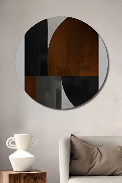 Teona Ahşap Tablou decorativ rotund din lemn, forme abstracte, armonie