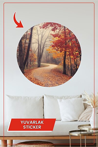 KOSS Dijital Есенни листа и горска пътека Тематични кръгли стикери Декоративн...