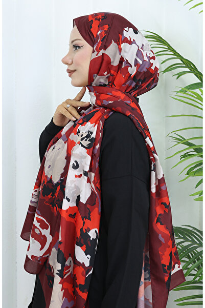 sefamerve Μαλακό σάλι με σχέδιο 70317-12 Κόκκινο μπορντό