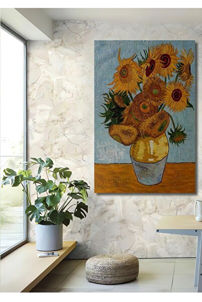 Teona Ahşap Tablou decorativ din lemn dreptunghiular Van Gogh Floarea-soarelui