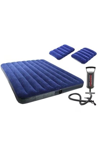 OEM Inflatable sleeping mattress with 2 pillows and hand pump, 203 x 152 x 25 cm