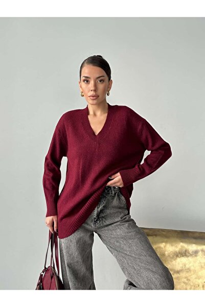 mydukkan.co Pulover tricotat cu decolteu în V