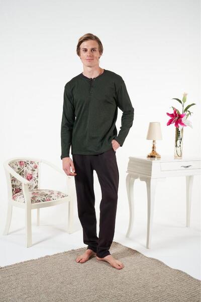 Estiva Combed Cotton Interlock Checkered Long Sleeve Men's Pajama Set