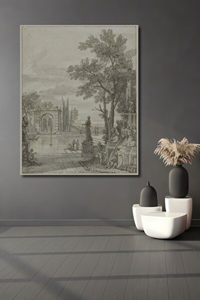 Teona Ahşap Tablou decorativ din lemn dreptunghiular Peisaj natural Iaz