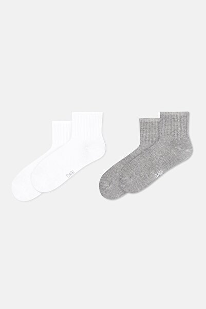 Eros White-Grey Melange Women's 2-Piece Sports Socks