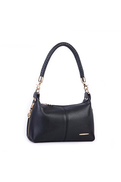 Nas Bag حقيبة كتف وحقيبة كروس صغيرة للنساء مع حزام مضفر (العرض: 23 سم، الطول: 14 سم) لون أسود لوبيز