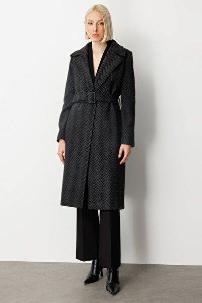 Ekol Beli Belted Cashmere Coat Anthracite