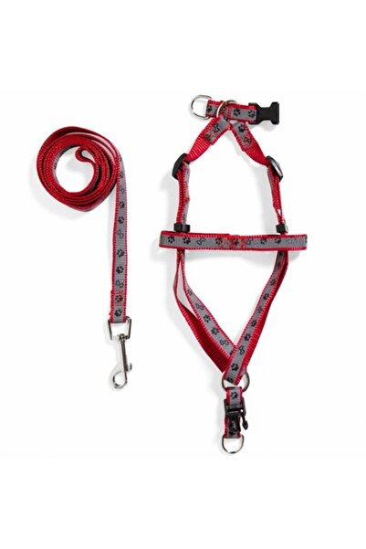 SHOPIENS Кучешки нагръдник и каишка, универсален, устойчивост 100 кг, червен,...