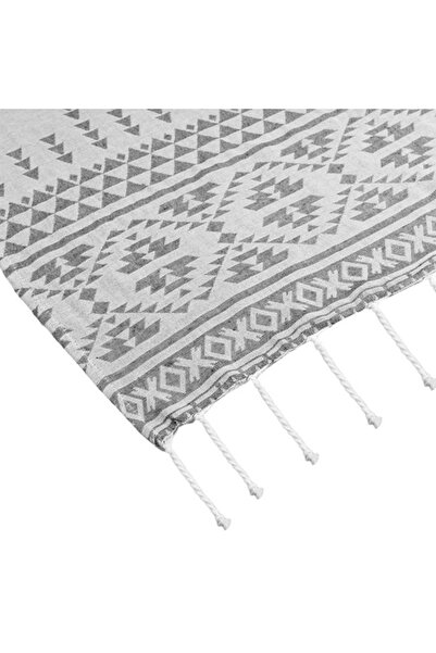 ANTBRO Hamam beach towel, Aztec pattern, gray, 180x100 cm