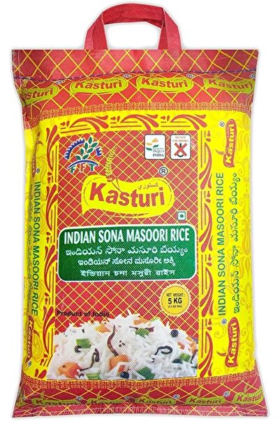 Kasturi Pure Indian Sona Masoori Rice- 5 KG (White)
