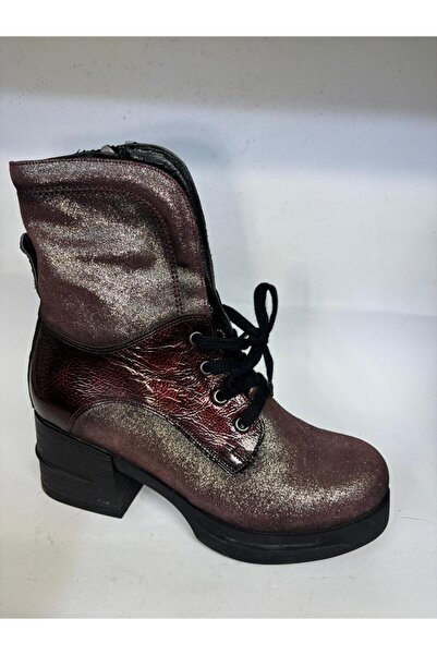 Mira Deri Genuine Leather Platform Heel Lace-Up Zippered Women's Boots