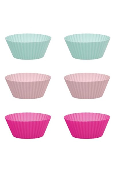 ANTBRO Set 6 forme de copt pentru brioșe din silicon, multicolore, 7x3cm