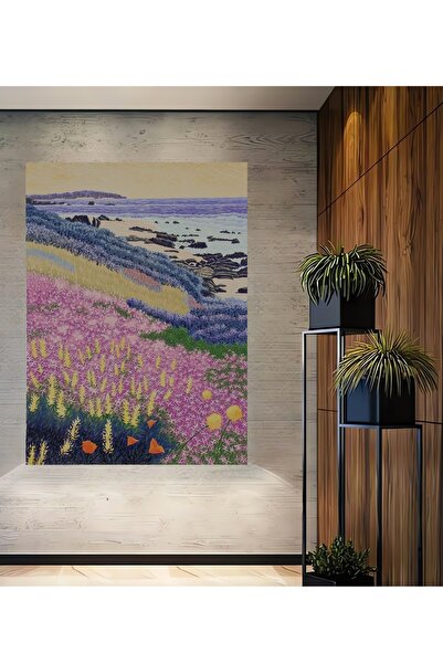 Teona Ahşap Tablou decorativ din lemn dreptunghiular, flori colorate de coastă