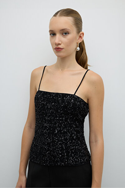 Roman İnce Askılı Bluz Siyah K2613031_001