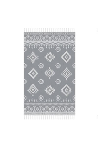 ANTBRO Hamam beach towel, Aztec pattern, gray, 180x100 cm